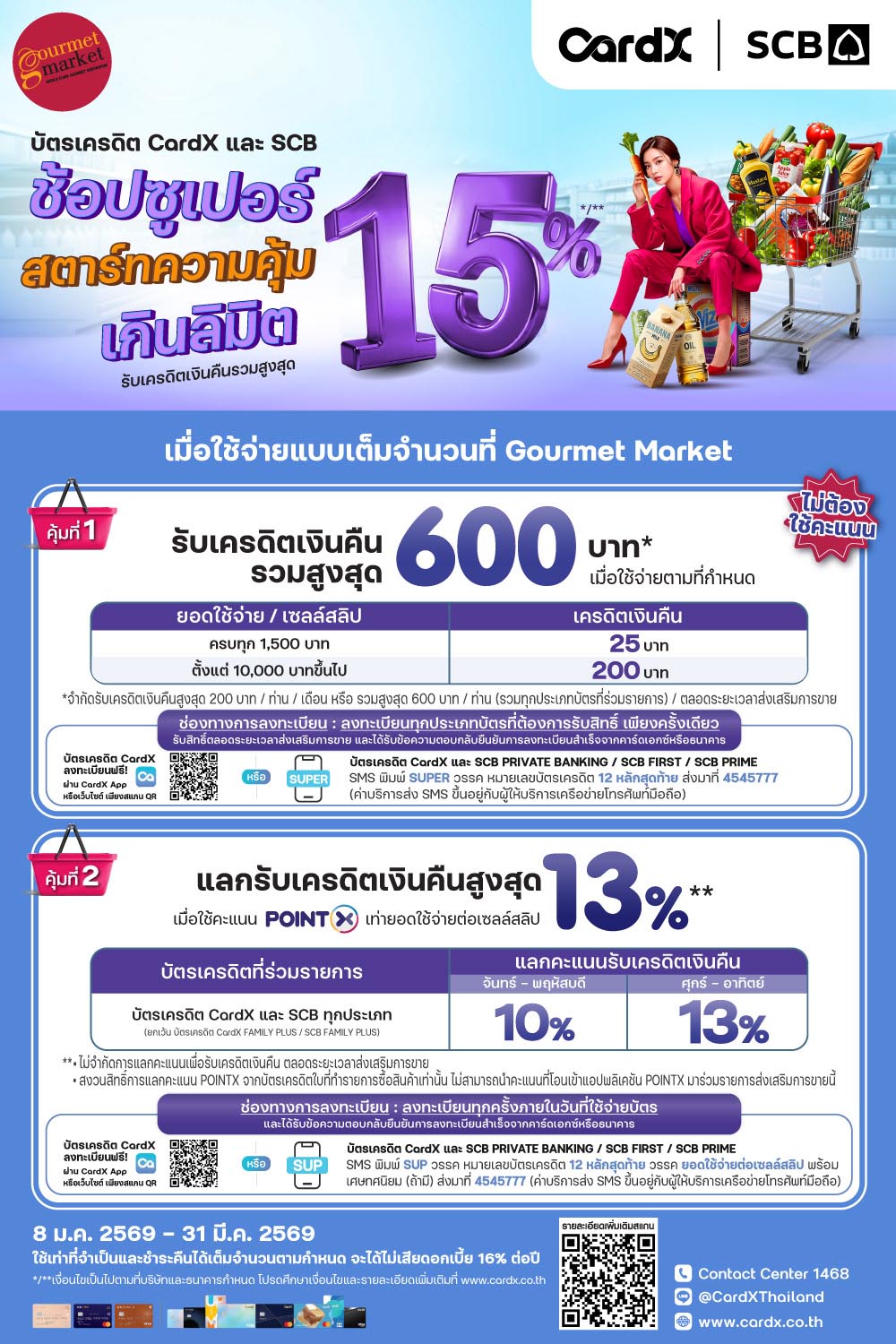 บัตรเครดิต CardX รับเครดิตเงินคืนรวมสูงสุด 15%