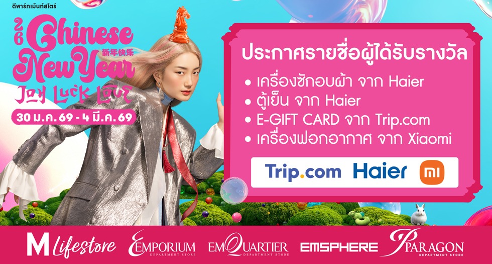 ประกาศผลรางวัลลูกค้า 58 Top Spender รายการ Chinesse New Year